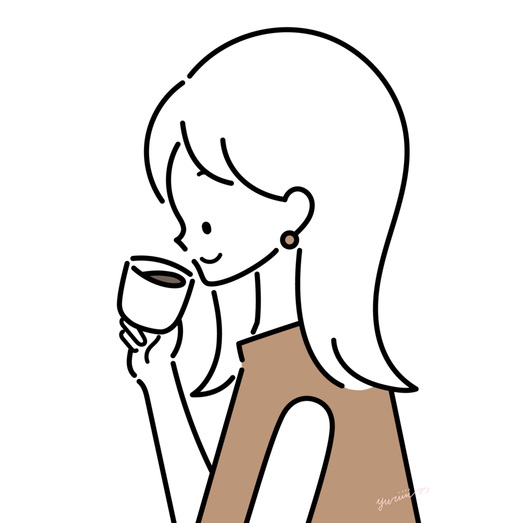 カフェでコーヒーを飲む女性のイラスト