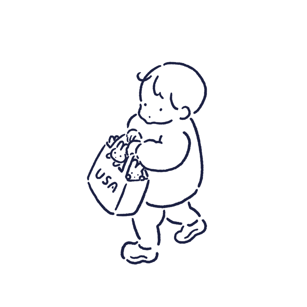 子どもがお買い物カバンを運んでいるイラスト
