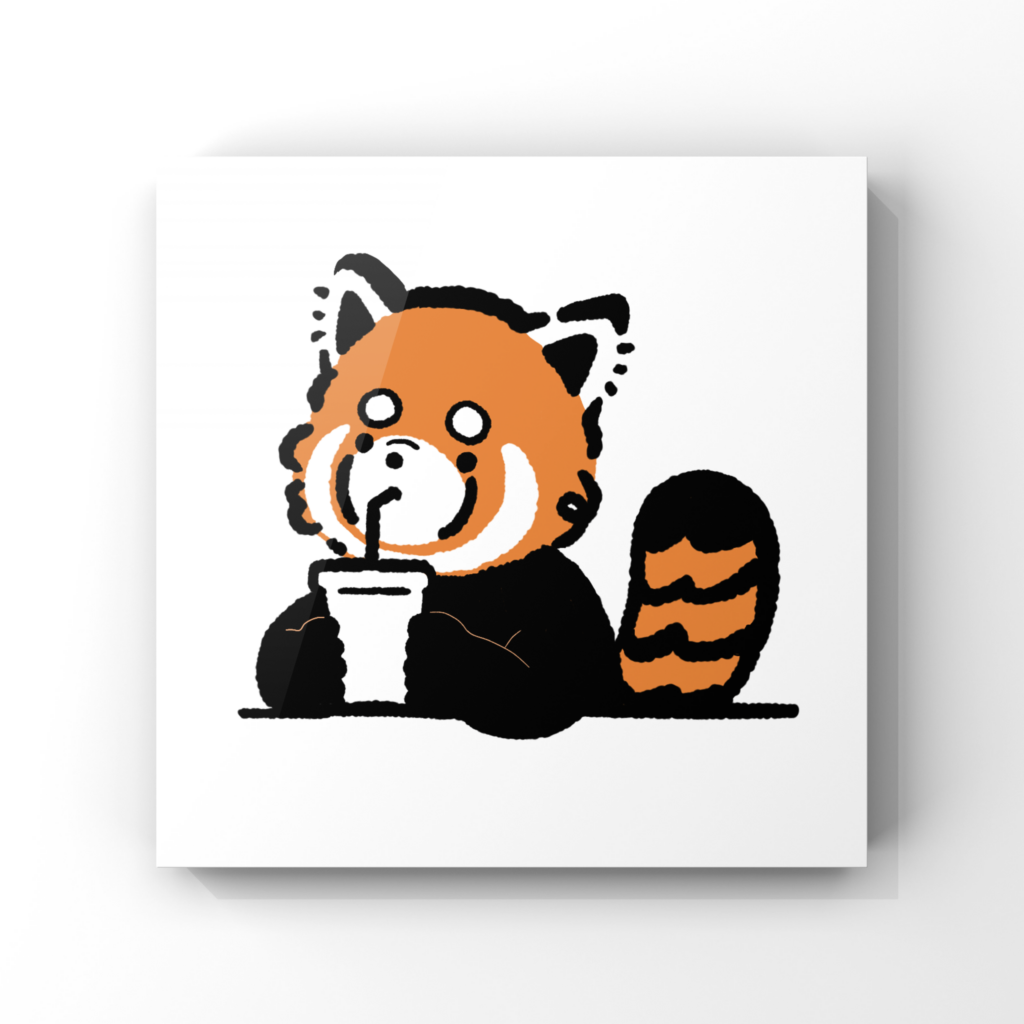 レッサーパンダとジュースのイラストロゴ