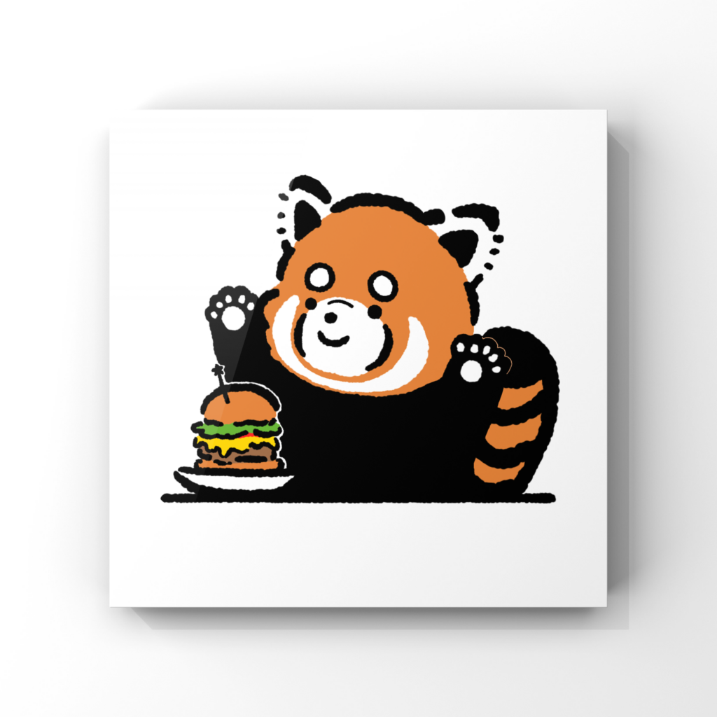 レッサーパンダとハンバーガーのイラストロゴ