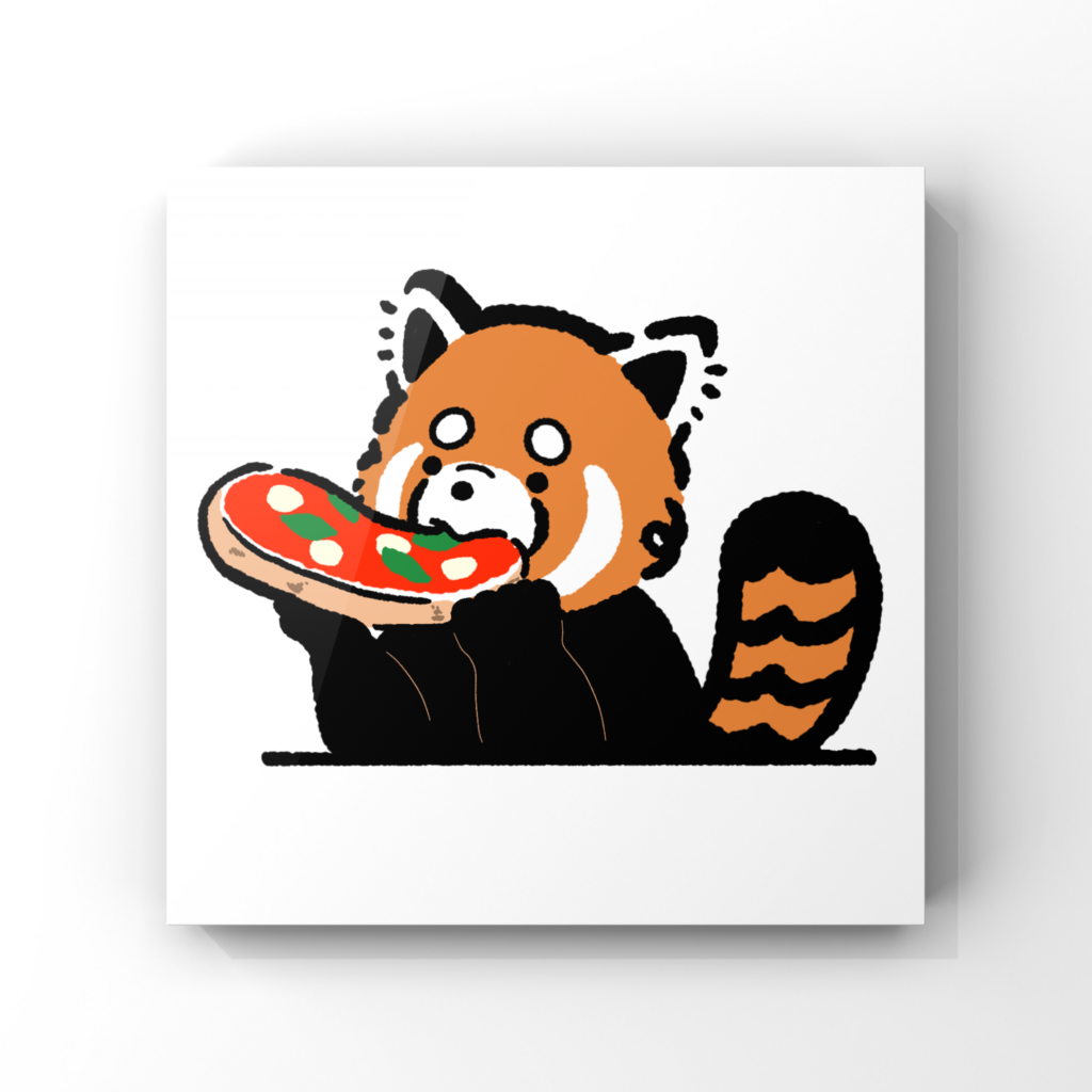 レッサーパンダとピザのイラストロゴ