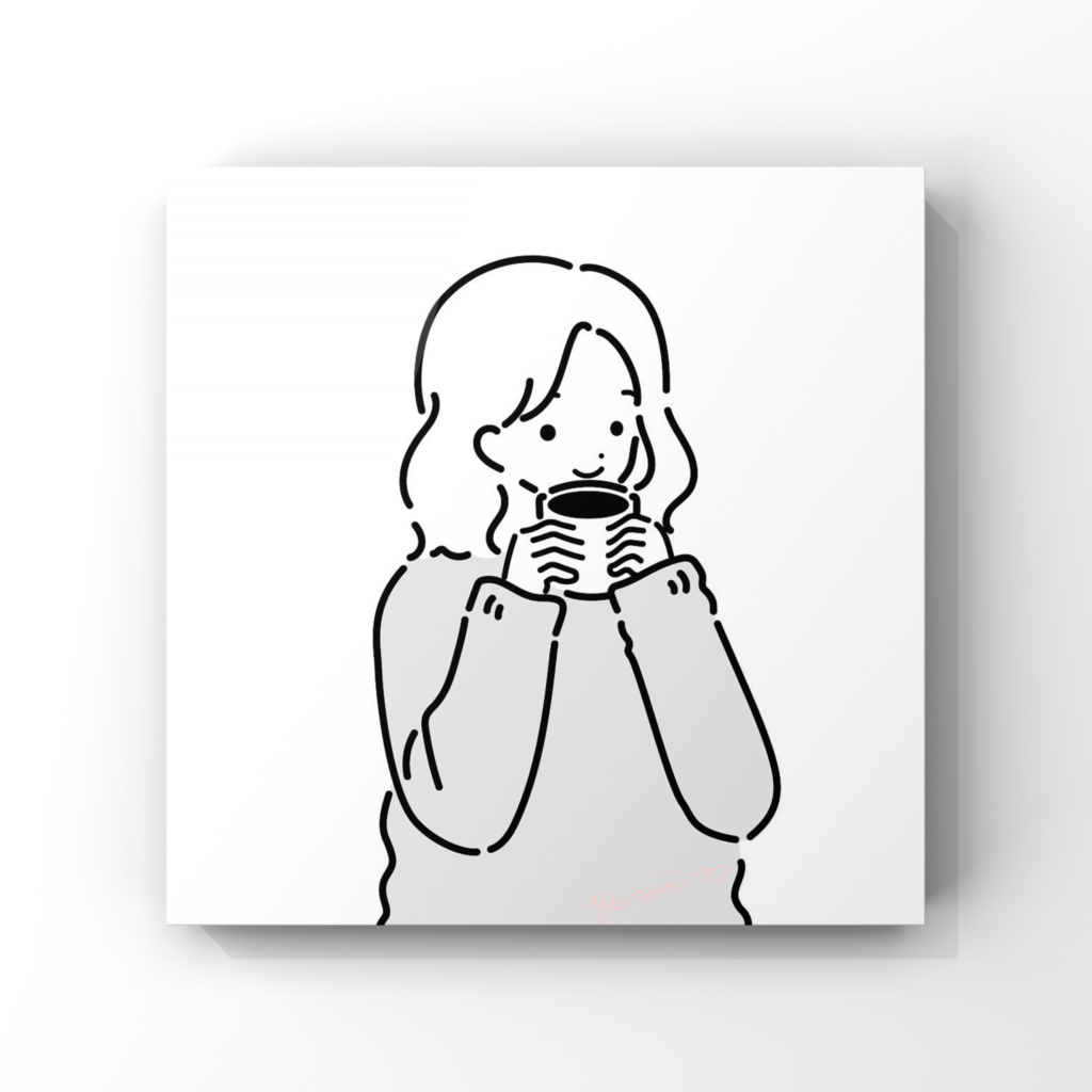 コーヒーカップを持った女性のイラスト